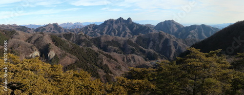 View from the top of Mt. Kurotaki (Nammoku Village), Gunma Prefecture (late autumn / early winter)(panorama) 群馬県・黒瀧山(南牧村)頂上からの眺望 (晩秋/初冬)(パノラマ)
