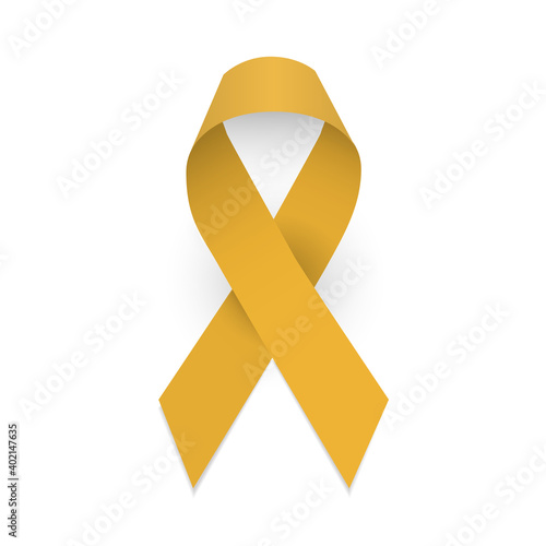 Gold ribbon childhood cancer awareness symbol. Isolate vector object on white background