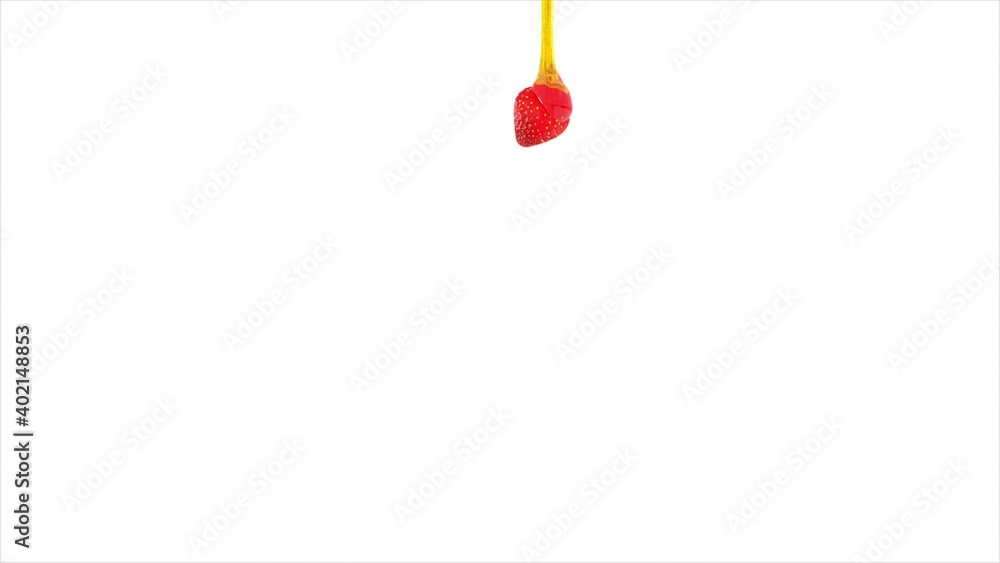Honey flowing on Strawberry long stretch. Alpha channel included in the end of the clip. Honey flowing on Strawberry long stretch. Alpha channel included in the end of the clip.