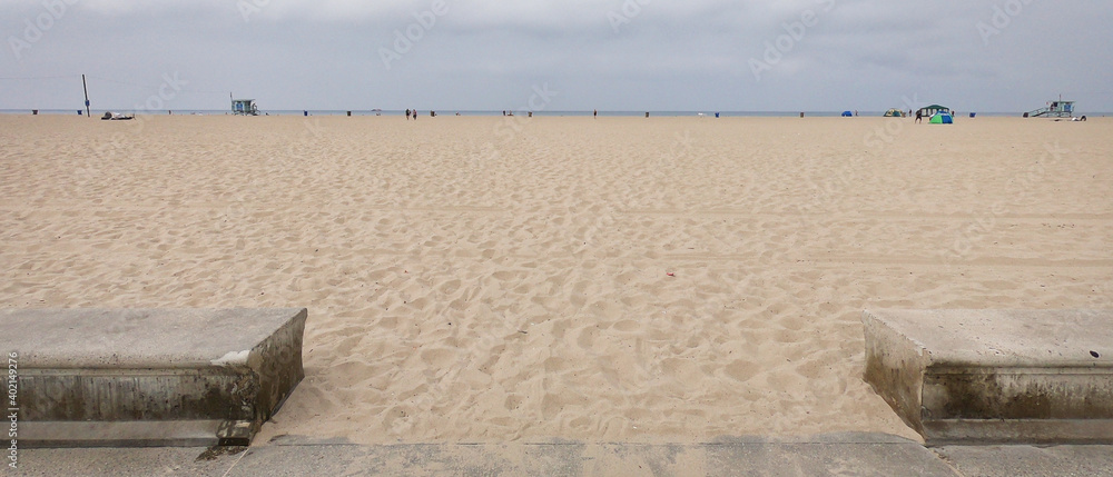 szeroka plaża w Kalifornii - obrazy, fototapety, plakaty 