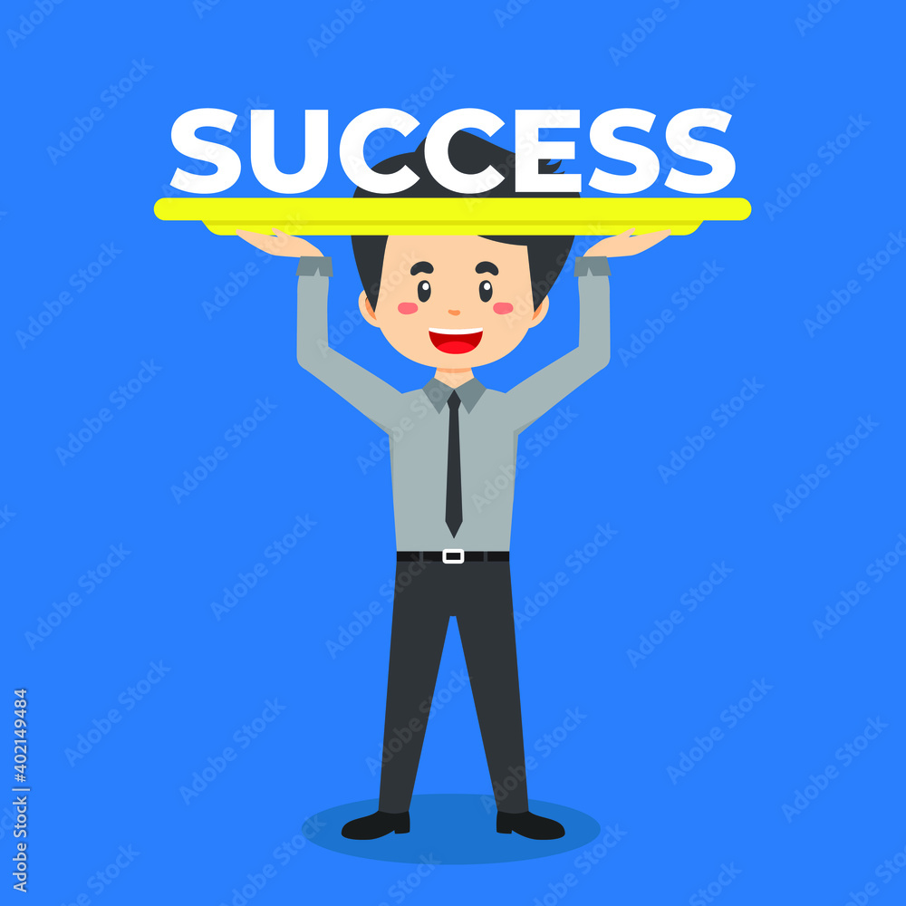 Stock Vector Happy of Business Man To Showing Success