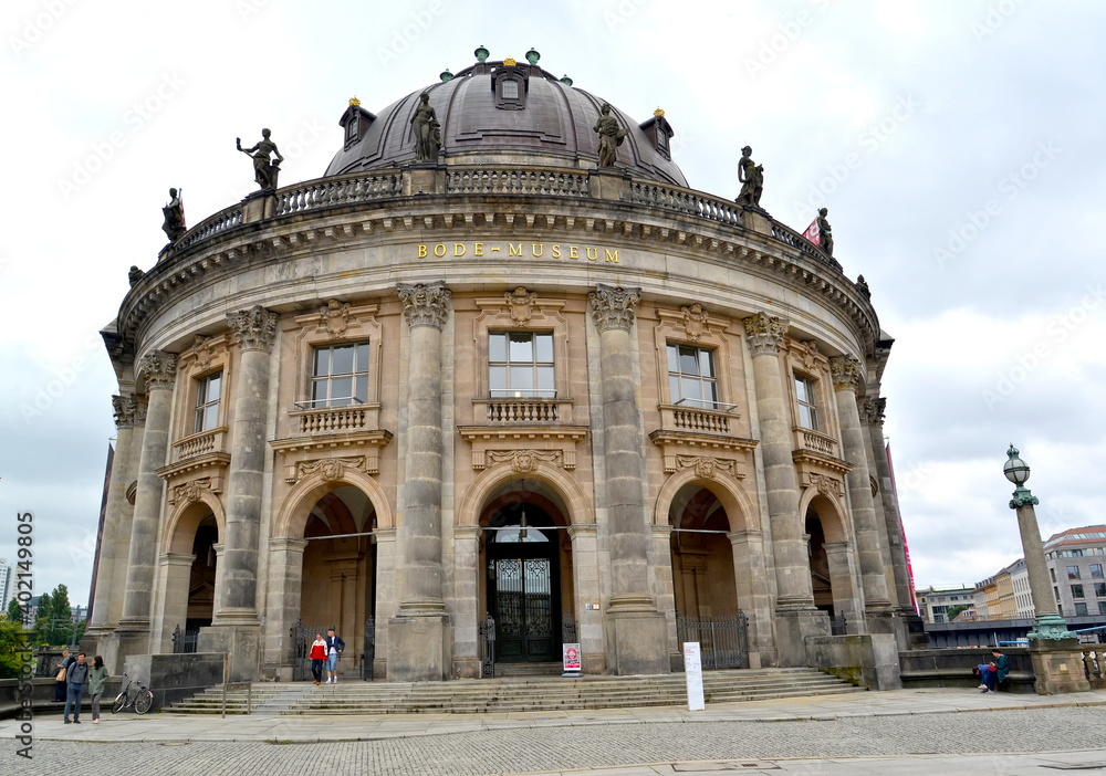 BERLIN, GERMANY. Entrance to the building of the Bode Museum on Museum Island