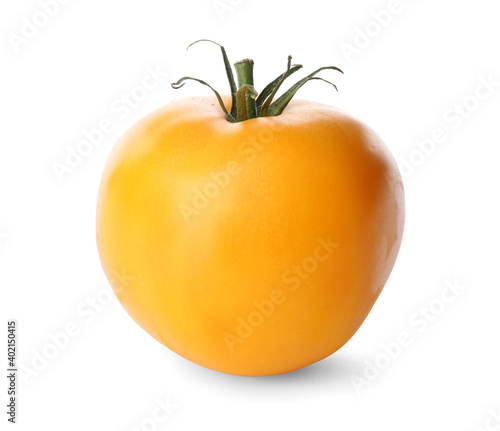 Delicious ripe yellow tomato isolated on white