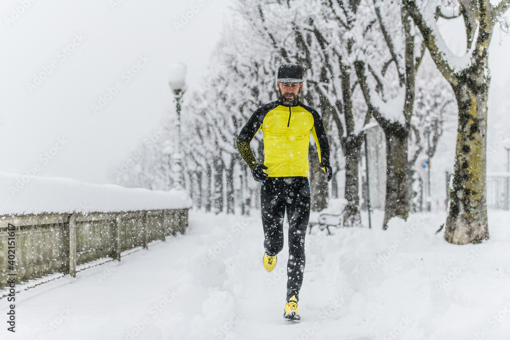 Lots of snow on the roads with a runner who trains