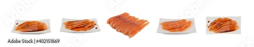 Wallpaper Mural Thin Slices of Raw Salmon Fillet Isolated on White Background Torontodigital.ca