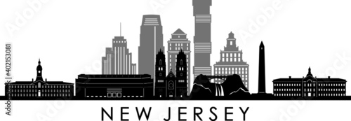 NEW JERSEY State Usa Skyline Silhouette