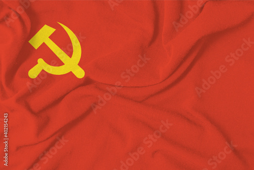 official flag of the Chinese Communist Party of China with hammer and sickle sign