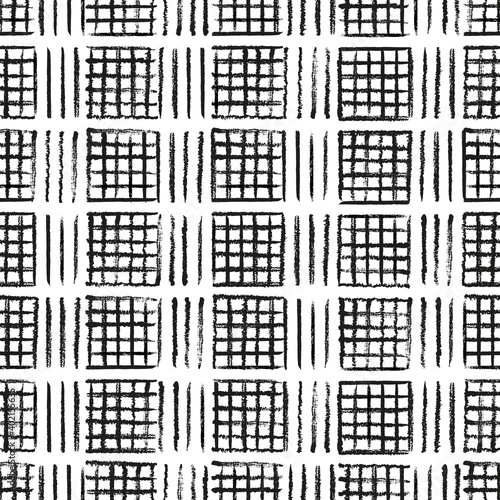 Vector black pencil stripes white seamless pattern