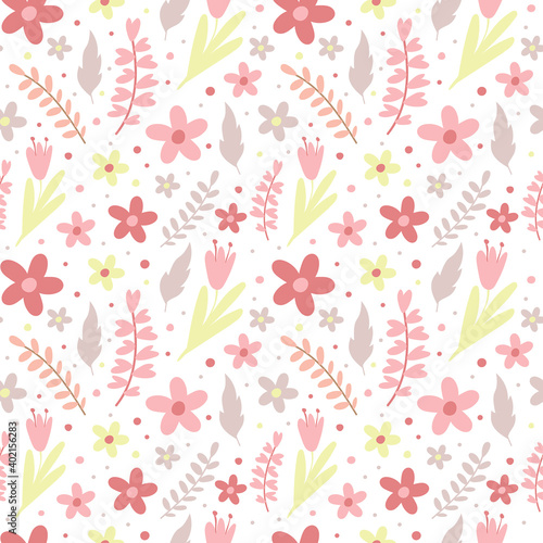 Seamless pattern with flowers Valentine's Day Background. Vector illustration