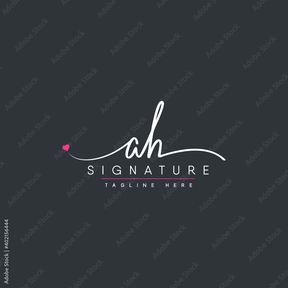AH Signature Logo - Handwritten Vector Logo for Letter A and H Stock ...