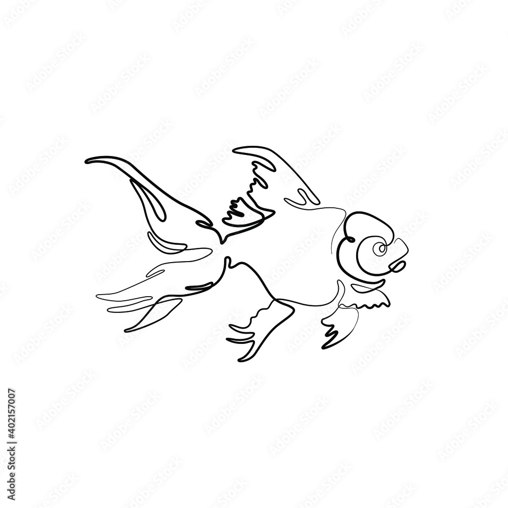 Fish continuous line drawing, tattoo, print and logo design, beautiful aquarium fish silhouette single line on a white background, isolated vector line art illustration. Fish continuous line drawing, tattoo, print and logo design, beautiful aquarium fish silhouette single line on a white background, isolated vector line art illustration.