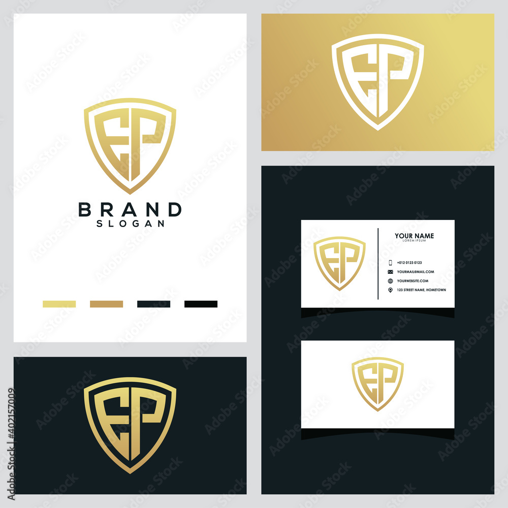 EP letter shield logo concept designs