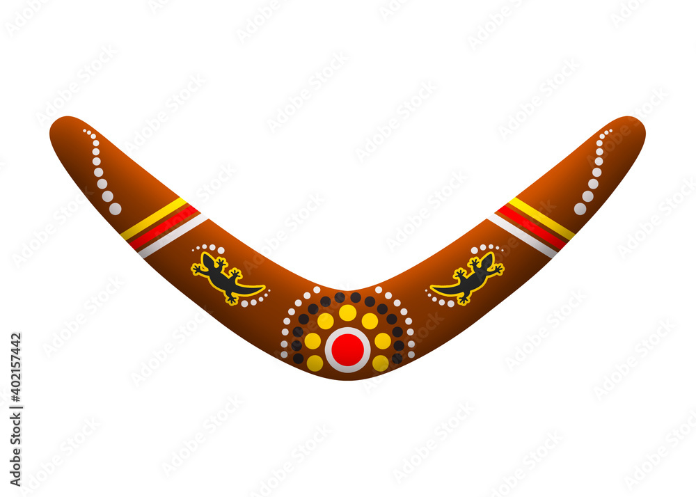 An Australian Aboriginal boomerang weapon - obrazy, fototapety, plakaty 