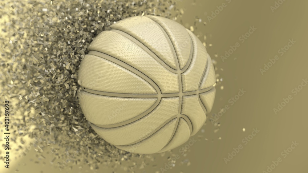 Basketball and Particles. 3D illustration. 3D high quality rendering. 3D CG.	
