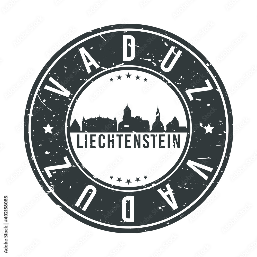 Vaduz, Liechtenstein Skyline Stamp. Round Postmark Icon City Design. Vector Landmark Travel Badge. Vaduz, Liechtenstein Skyline Stamp. Round Postmark Icon City Design. Vector Landmark Travel Badge.