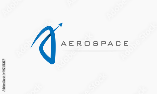 Abstract Initial letter A Aerospace Logo, blue letter A line style and space icon combination, usable for and business and flight logos, flat design logo template, vector illustration