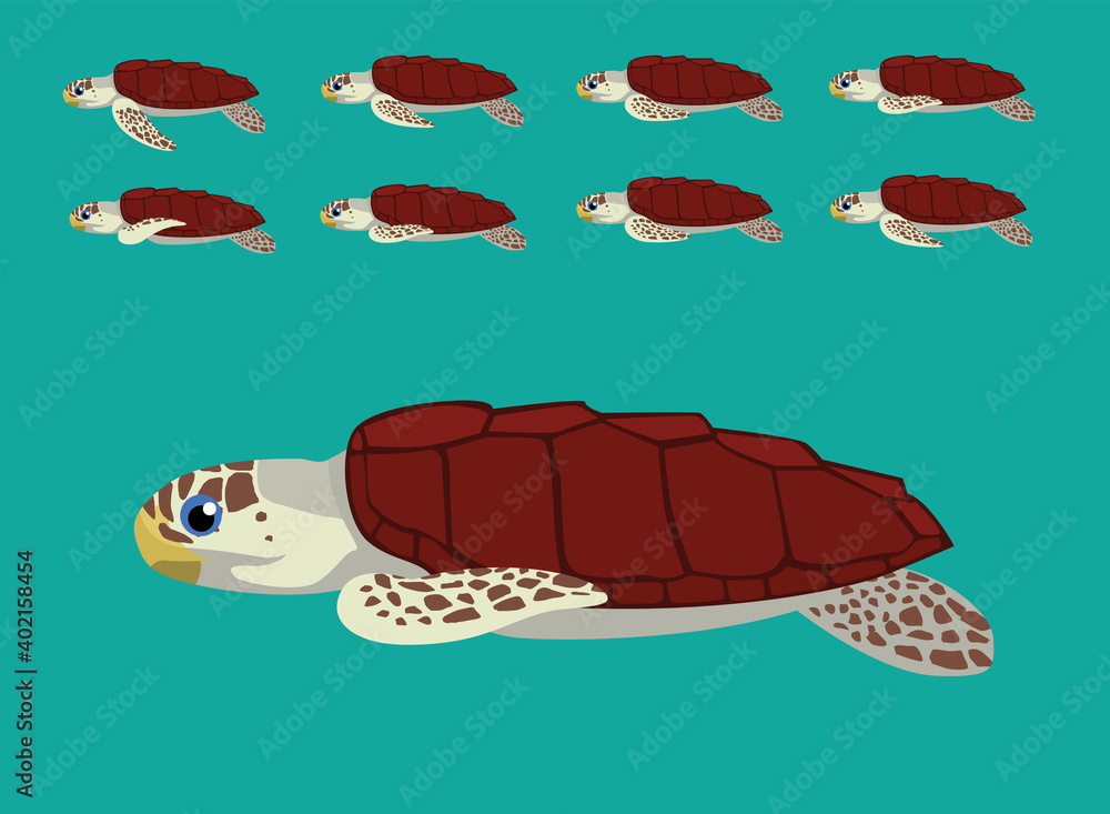Animal Animation Sequence Sea Turtle Loggerhead Cartoon Vector Animal Animation Sequence Sea Turtle Loggerhead Cartoon Vector
