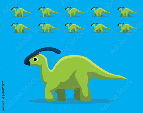Animal Animation Sequence Dinosaur Parasaurolophus Walking Cartoon Vector