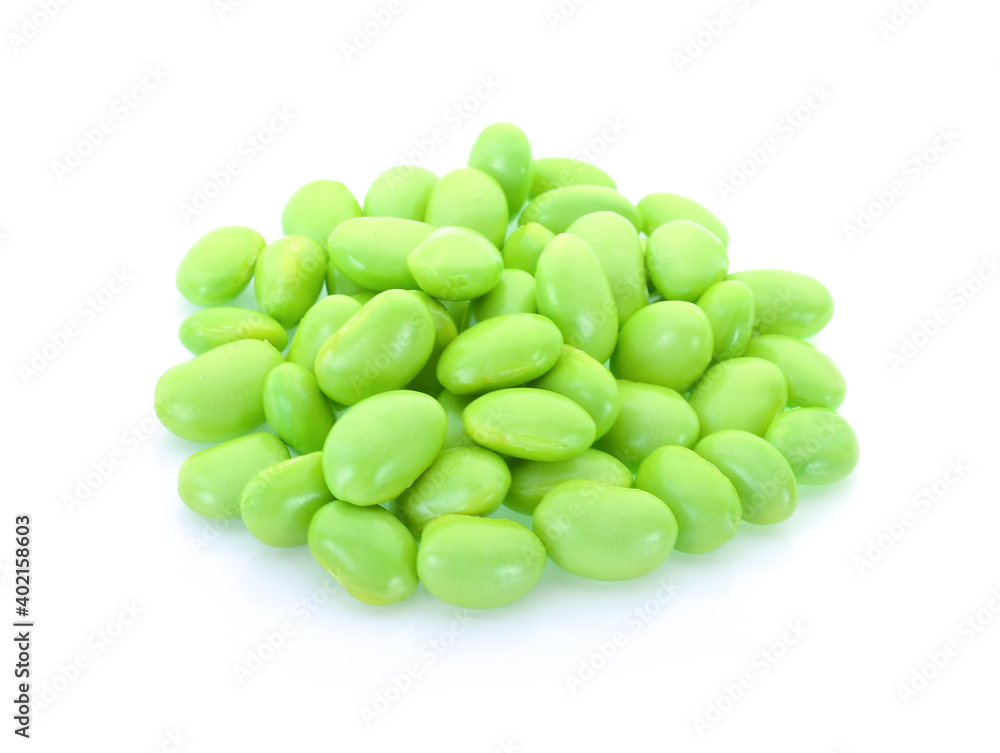 fresh Green soy beans on white background fresh Green soy beans on white background