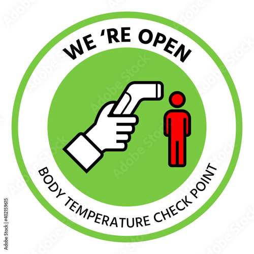 Vector illustration sign body temperature, Check point during covid-19 outbreak