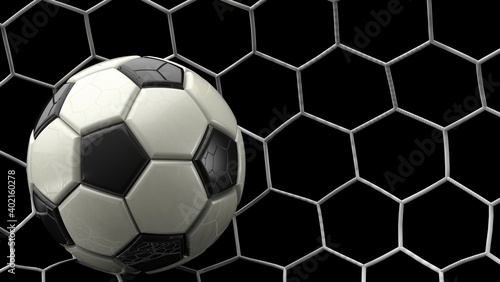 Soccer ball with Particles under Black Background. 3D sketch design and illustration. 3D CG. 3D high quality rendering.  © DRN Studio