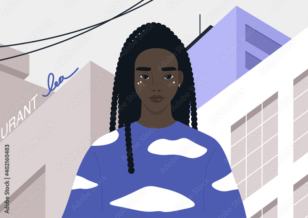 Φωτογραφία Gen z lifestyle portrait, a young female Black character wearing a long sleeve w