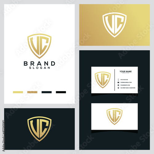 VC letter shield logo concept designs