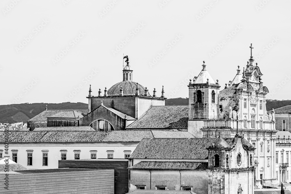 Roof top view of the new cathedral of Coimbra, Portugal