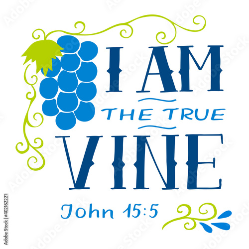 Hand lettering wth Bible verse I am the true vine.