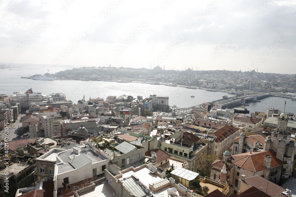 Istanbul Turkey Cityscape with the Galata Bridge and Golden Horn
