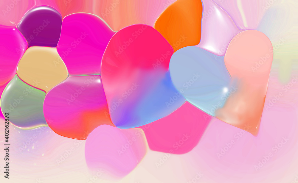 Festive background for Valentine's Day with balloons. Digital illustration