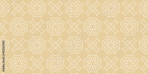 Stylish pattern on a gold background, retro. Seamless wallpaper texture. Vector illustration for design.
