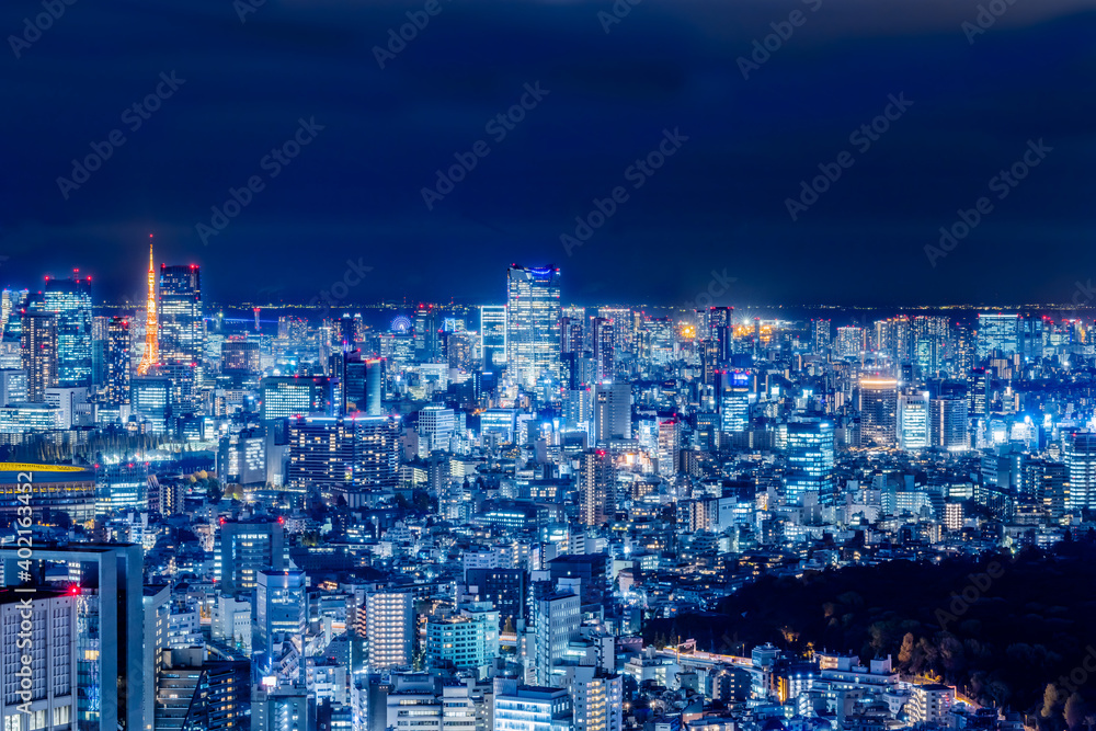 Fototapeta 高層ビルが立ち並ぶ都会の夜景