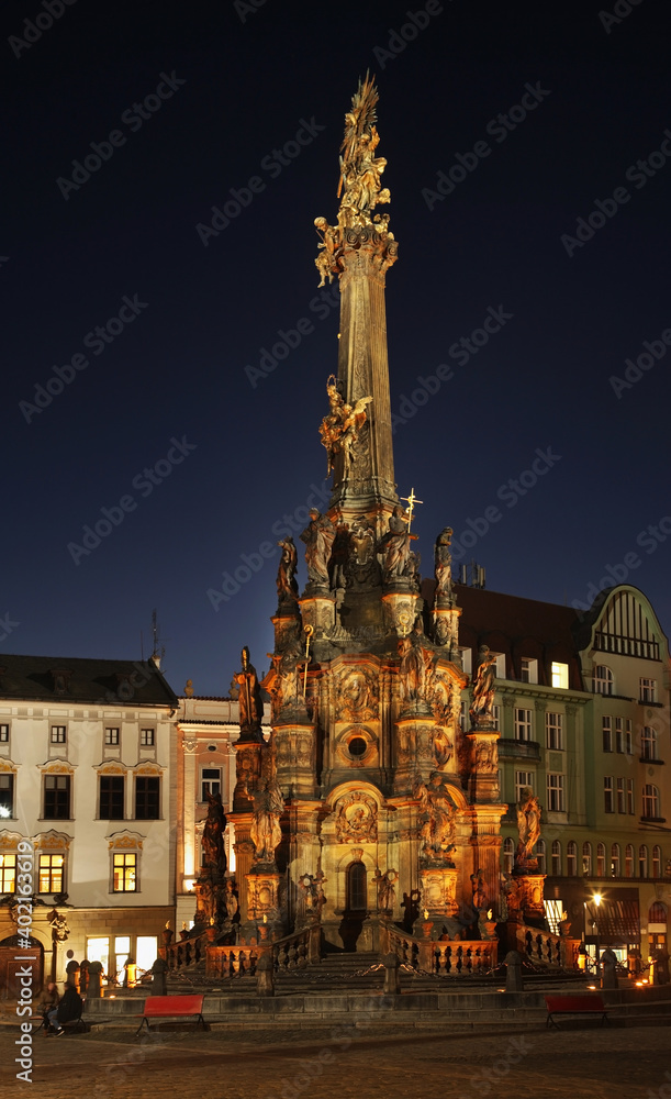 Holy Trinity column at Upper Square (Horni namesti) in Olomouc. Moravia. Czech Republic