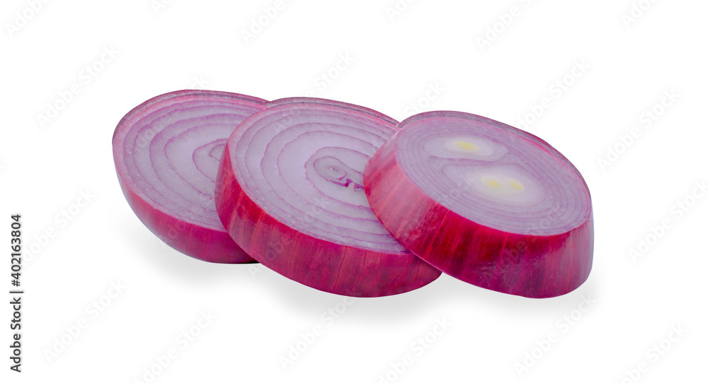 Red sliced onion isolated on white background Red sliced onion isolated on white background