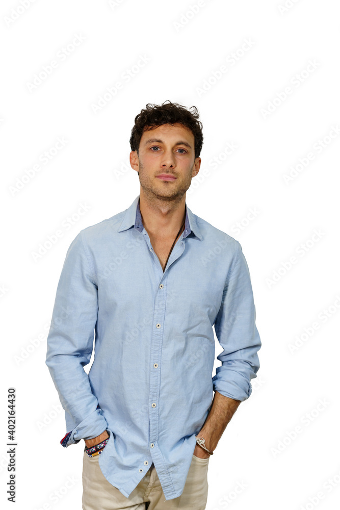 Businessman with the hands on the pockets facing the camera isolated on white Businessman with the hands on the pockets facing the camera isolated on white
