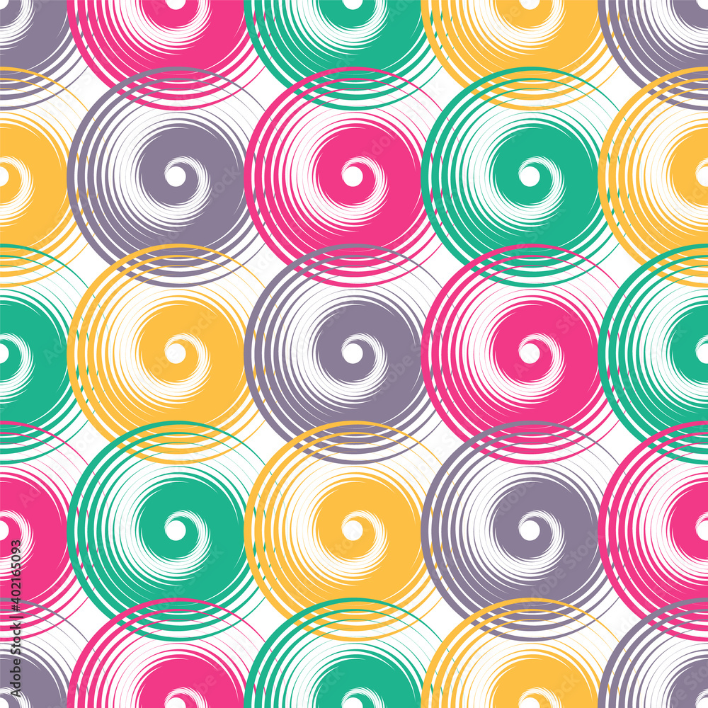 Spiral swirls complicated seamless pattern vector design.