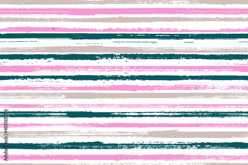 Watercolor hand drawn rough stripes vector seamless pattern. Cute candy wrap  sweet design.
