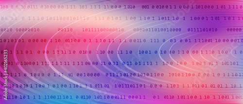0 1 matrix digits big data tech vector background with fluid gra