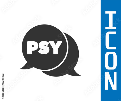 Grey Psychology icon isolated on white background. Psi symbol. Mental health concept, psychoanalysis analysis and psychotherapy. Vector.