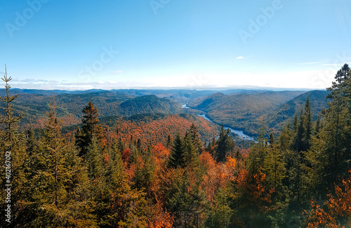 View of the Jacques Cartier parc in Quebec in Autumn