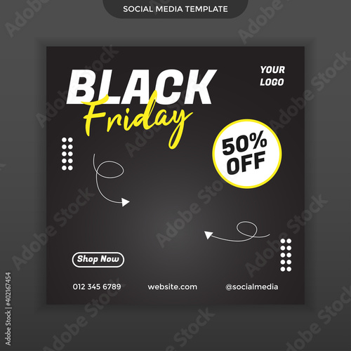 Social media black friday template. easy to edit. premium vector illustration
