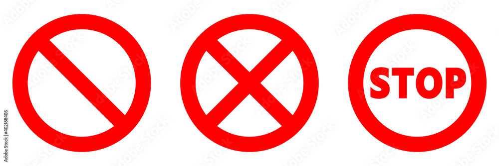Fototapeta premium Prohibition Sign icon vector. Stop sign. Editable Stroke. Vector 