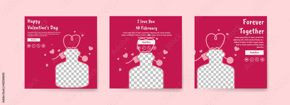 Collection of Valentine's Day social media posts. Offer social media banners. vector photo frame mockup illustration. Collection of Valentine's Day social media posts. Offer social media banners. vector photo frame mockup illustration.