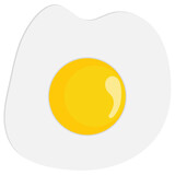 Fried egg vector illustration, egg breakfast, different shapes isolated on white background, vector illustration of omelette top view.
