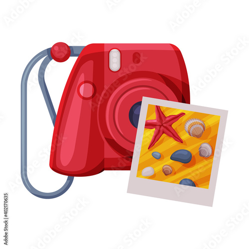 Camera and Photograph as Travel and Tourism Symbol Vector Illustration