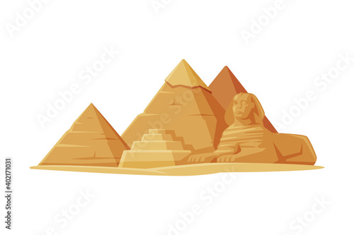 Egypt Pyramid as Famous City Landmark and Travel and Tourism Symbol Vector Illustration