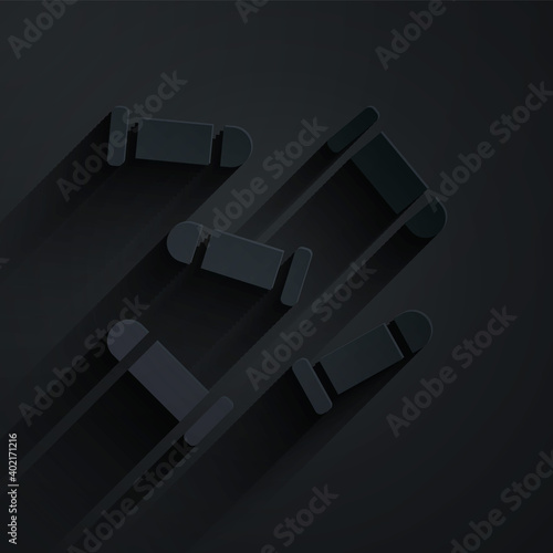 Paper cut Bullet icon isolated on black background. Paper art style. Vector.
