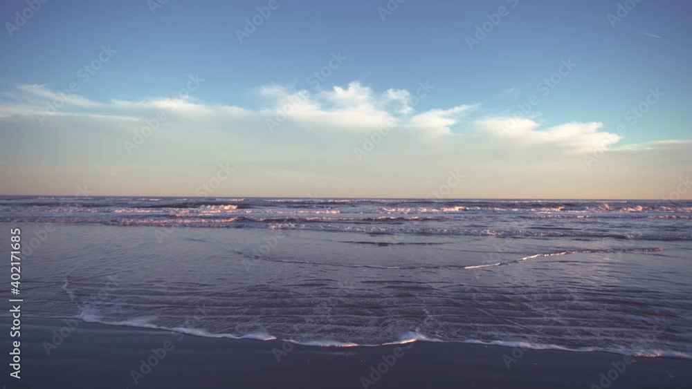 Atlantic Ocean Waves Under Blue Sky With Cloudscape During Summer. - Static Shot Atlantic Ocean Waves Under Blue Sky With Cloudscape During Summer. - Static Shot