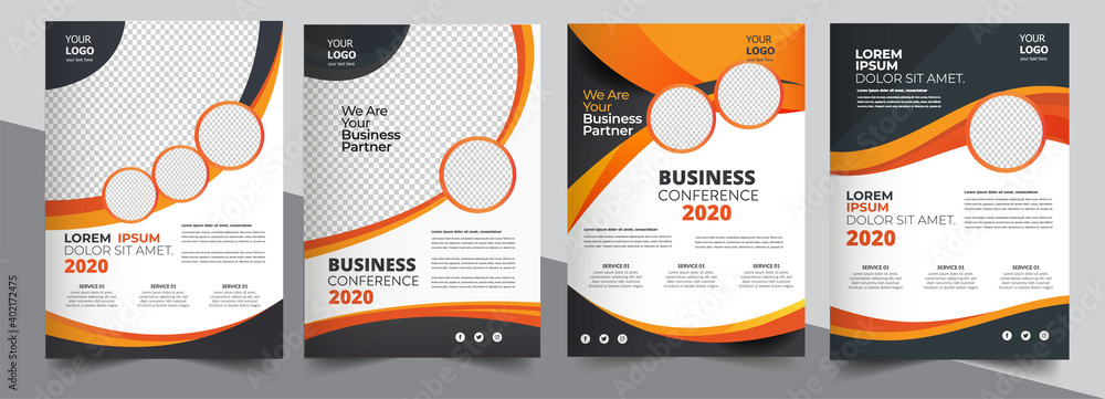 Brochure design, cover modern layout, annual report, poster, flyer in A4 with colorful triangles	